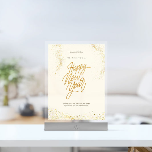 LED Acrylic Sign A5 with Metal Folding Stand, Rechargeable White Light Display Blank