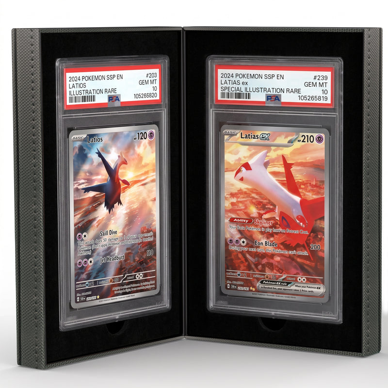 Premium Leather Graded Card Gift Case – Double-Sided Protective Storage & Organizer for 2 PSA Slabs